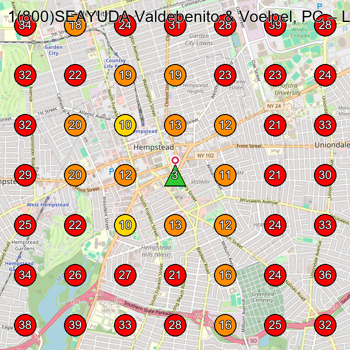 1(800)SEAYUDA Valdebenito & Voelpel, PC GeoGrid visibility map for Law Firm in Hempstead